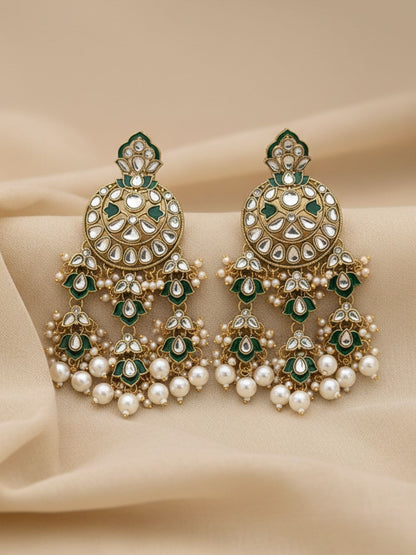 Ishhaara Meenakari And Kundan Work Chandbali Earrings