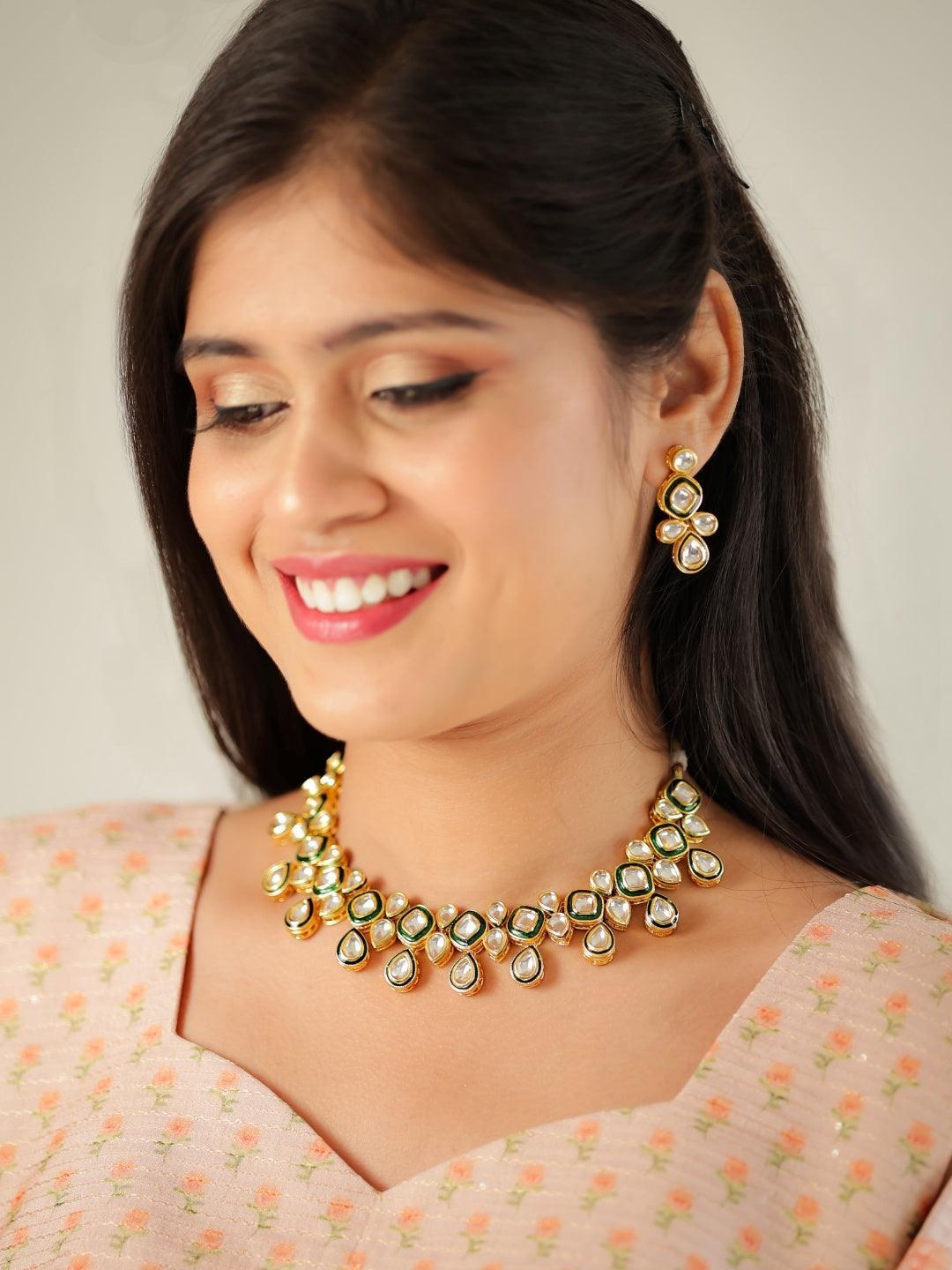Ishhaara Meenakari Necklace Set Dark Blue