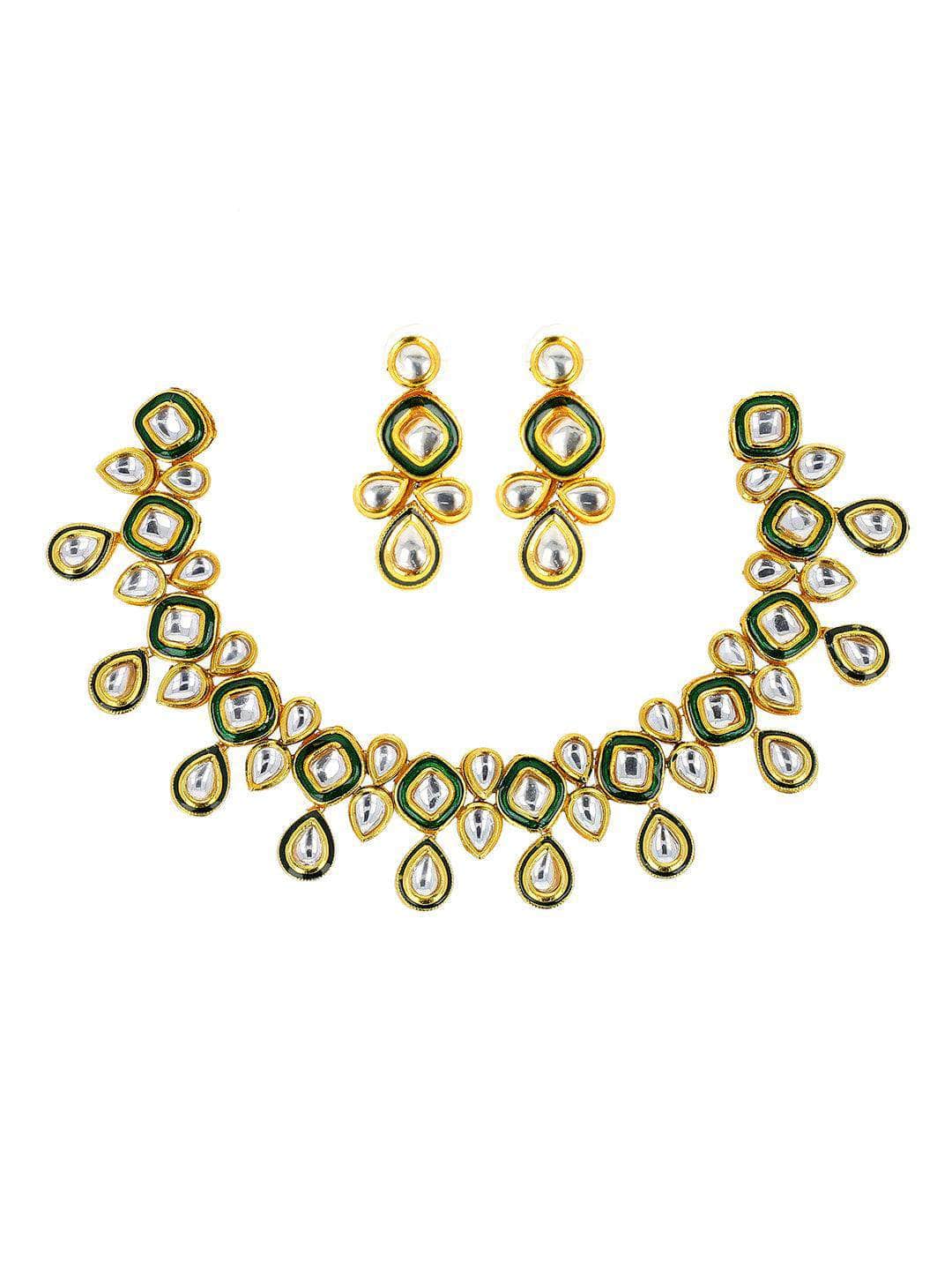 Ishhaara Meenakari Necklace Set - Dark Green