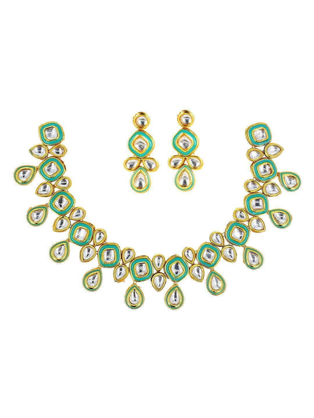 Ishhaara Meenakari Necklace Set Light Blue