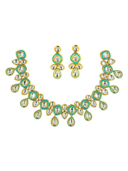 Ishhaara Meenakari Necklace Set Light Blue
