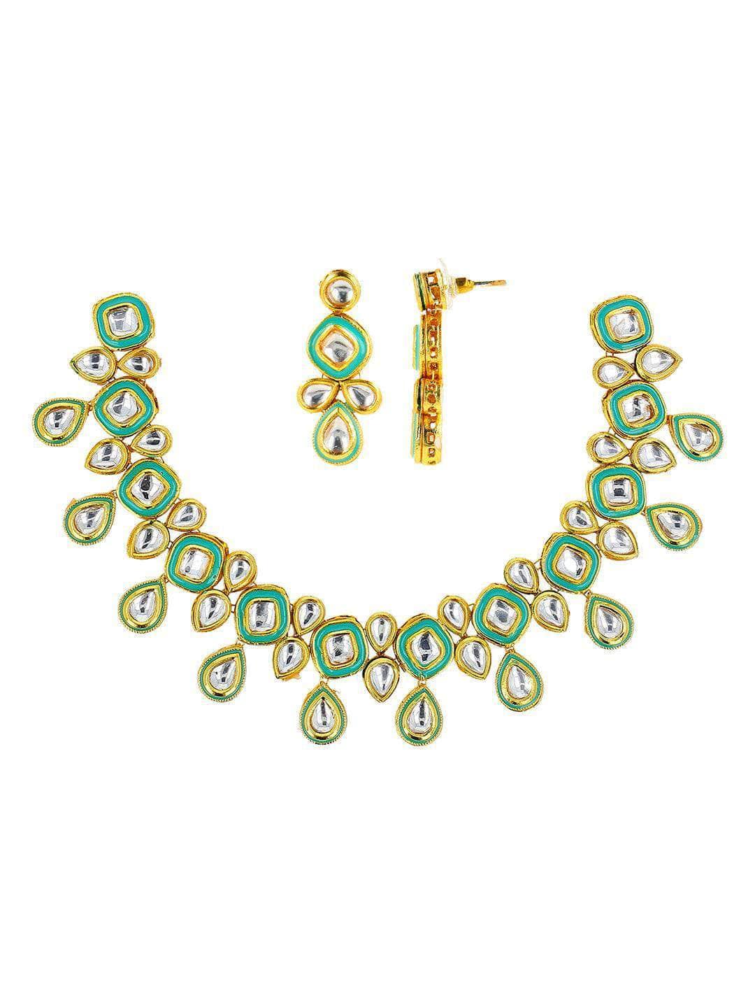Ishhaara Meenakari Necklace Set Light Blue