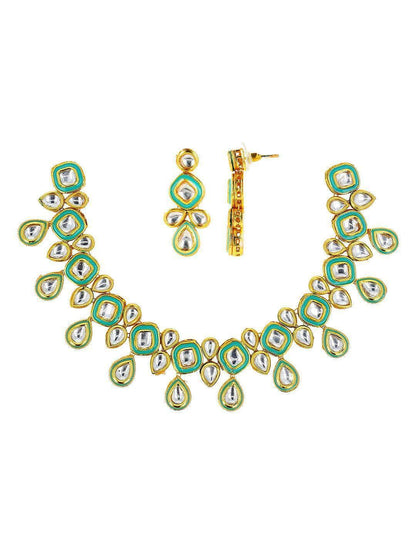 Ishhaara Meenakari Necklace Set Light Blue