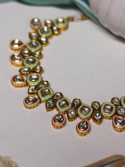 Ishhaara Meenakari Necklace Set Light Blue