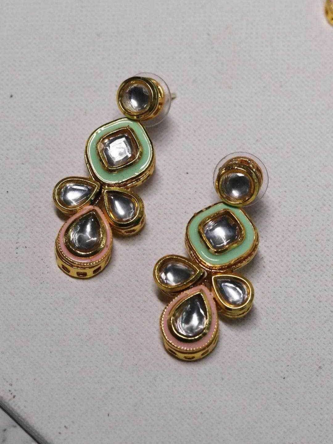 Ishhaara Meenakari Necklace Set - Light Green
