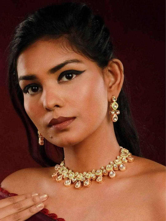 Ishhaara Meenakari Necklace Set Light Green