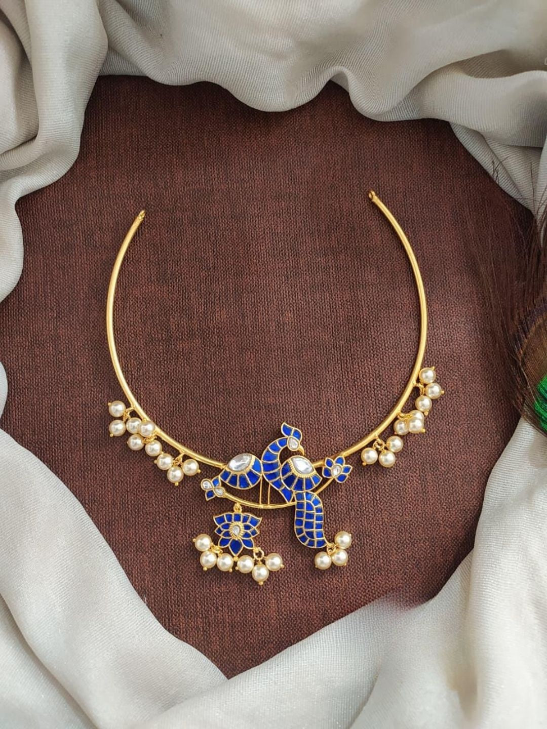 the brand Meenakari Peacock Choker Necklace — handcrafted Indian jewellery