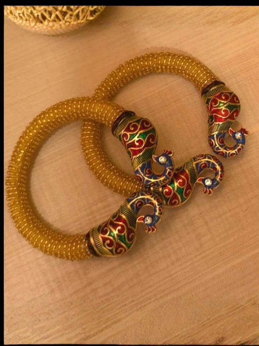 Ishhaara Meenakari Peacock Designed Open Bangle