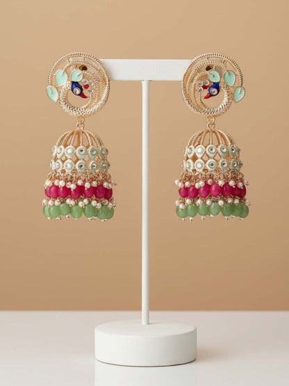 Ishhaara Meenakari Peacock Jhumka
