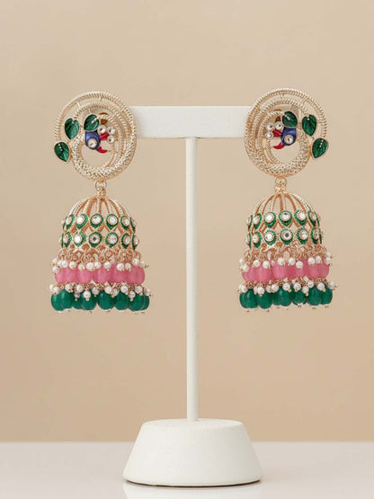 Ishhaara Meenakari Peacock Jhumka