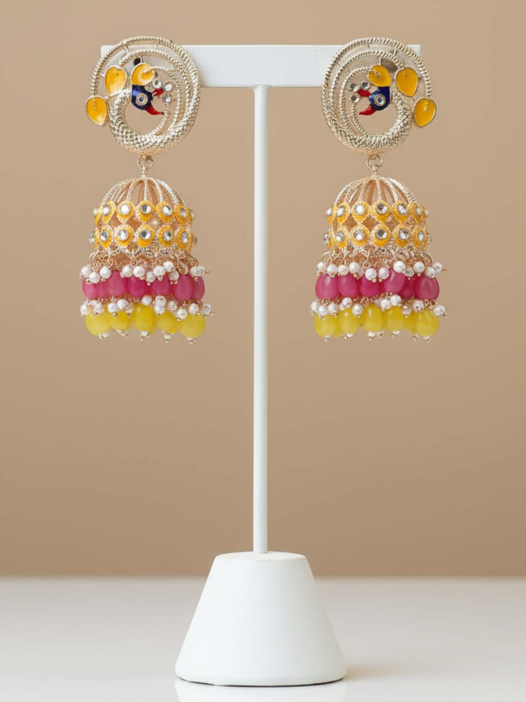 Ishhaara Meenakari Peacock Jhumka