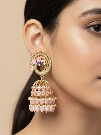 Ishhaara Meenakari Peacock Jhumka
