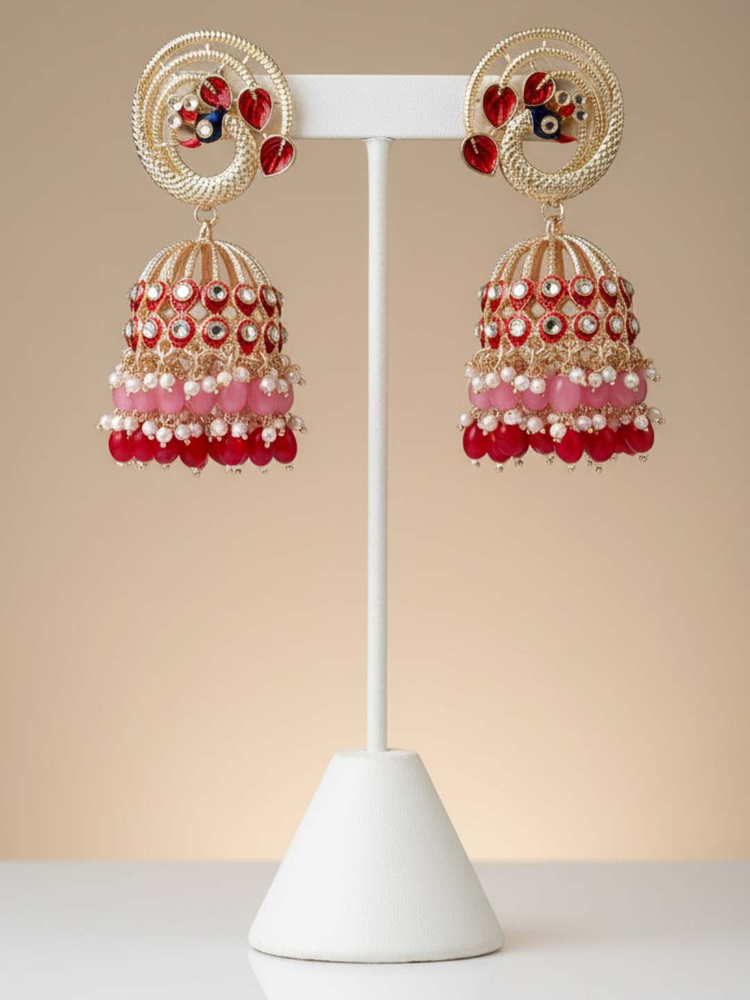 Ishhaara Meenakari Peacock Jhumka