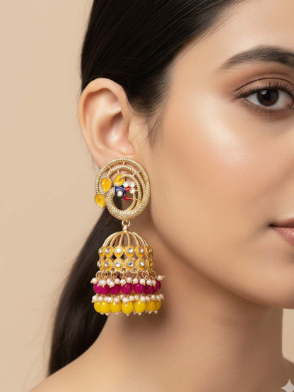 Ishhaara Meenakari Peacock Jhumka