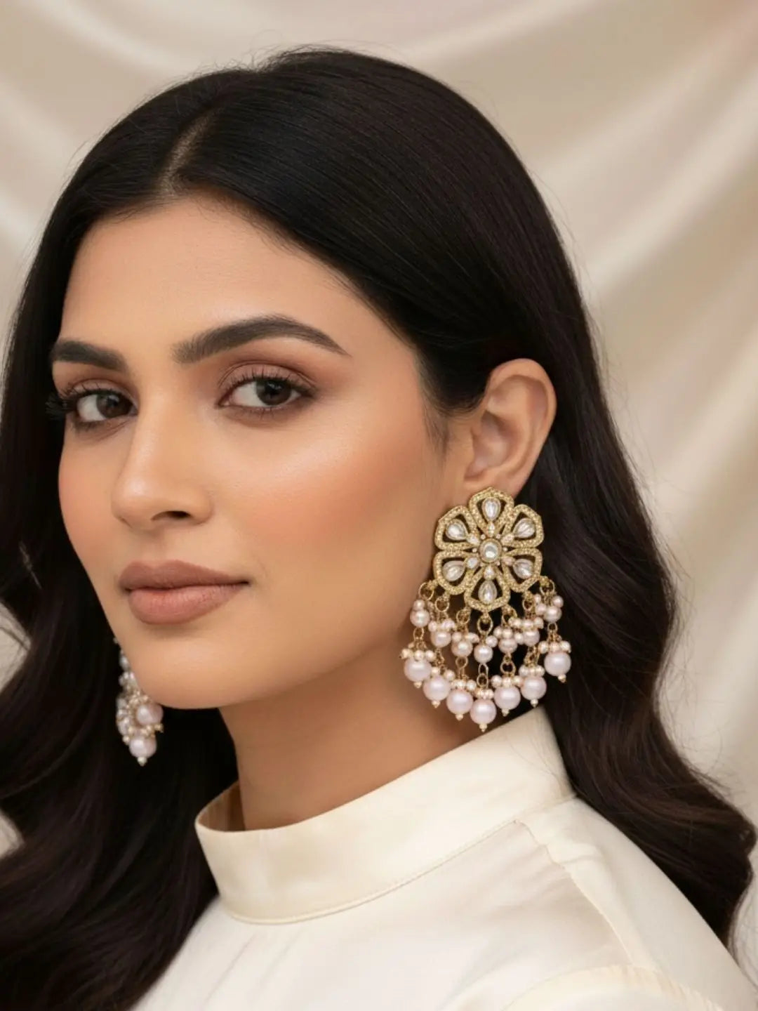 Ishhaara Meenakari Pearls Drop Earring