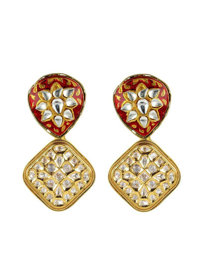 Ishhaara Meenakari Square Pendant Earrings