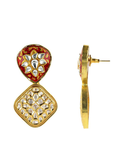 Ishhaara Meenakari Square Pendant Earrings