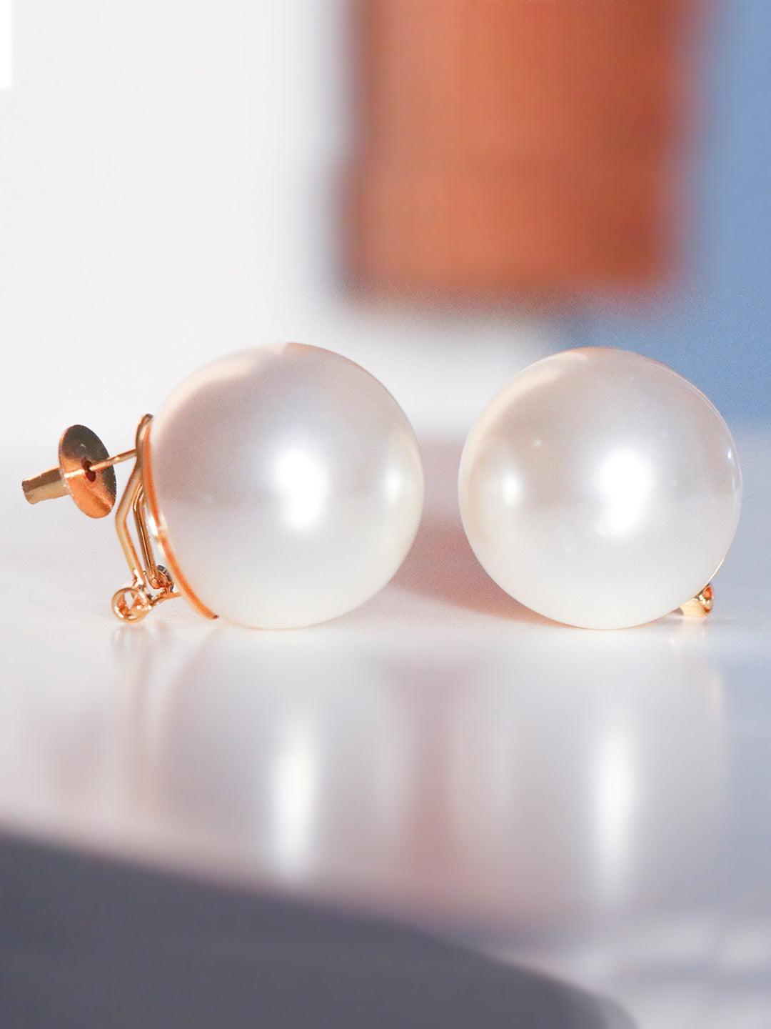 Ishhaara Megha Bahuguna In Big Pearl Statement Studs White