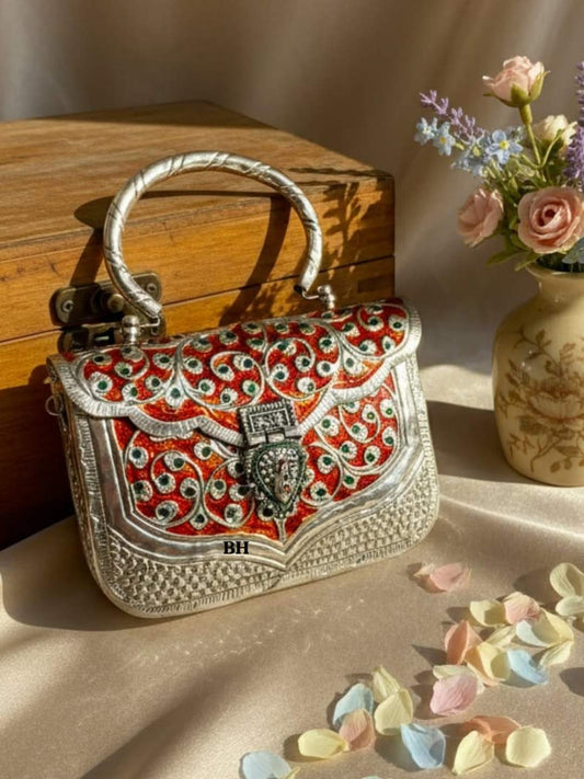Ishhaara Metal Handle Clutch Bag