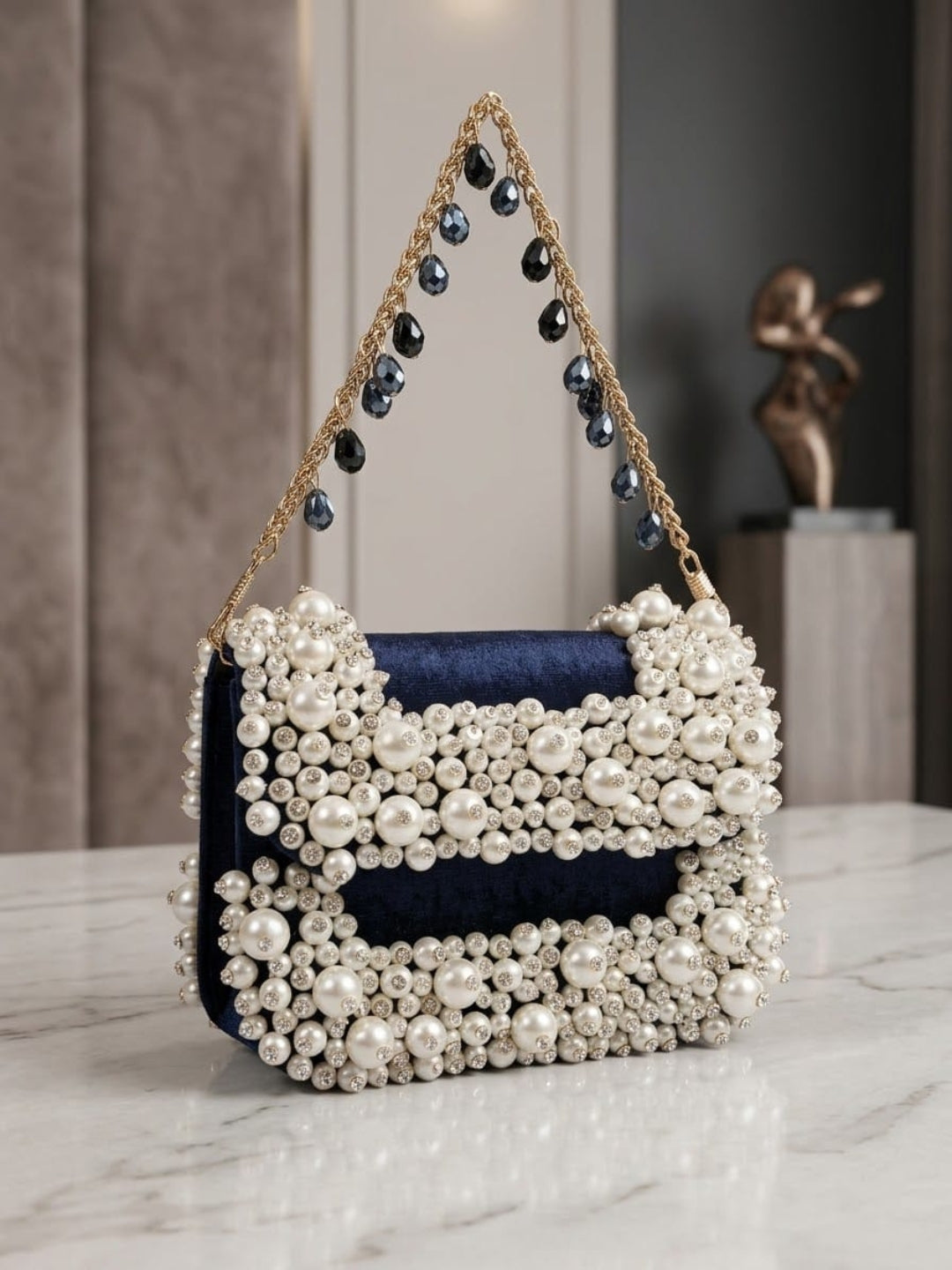 Ishhaara Midnight Pearl Flap Bag