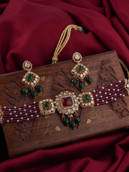 Ishhaara Mini Polki Beaded Choker