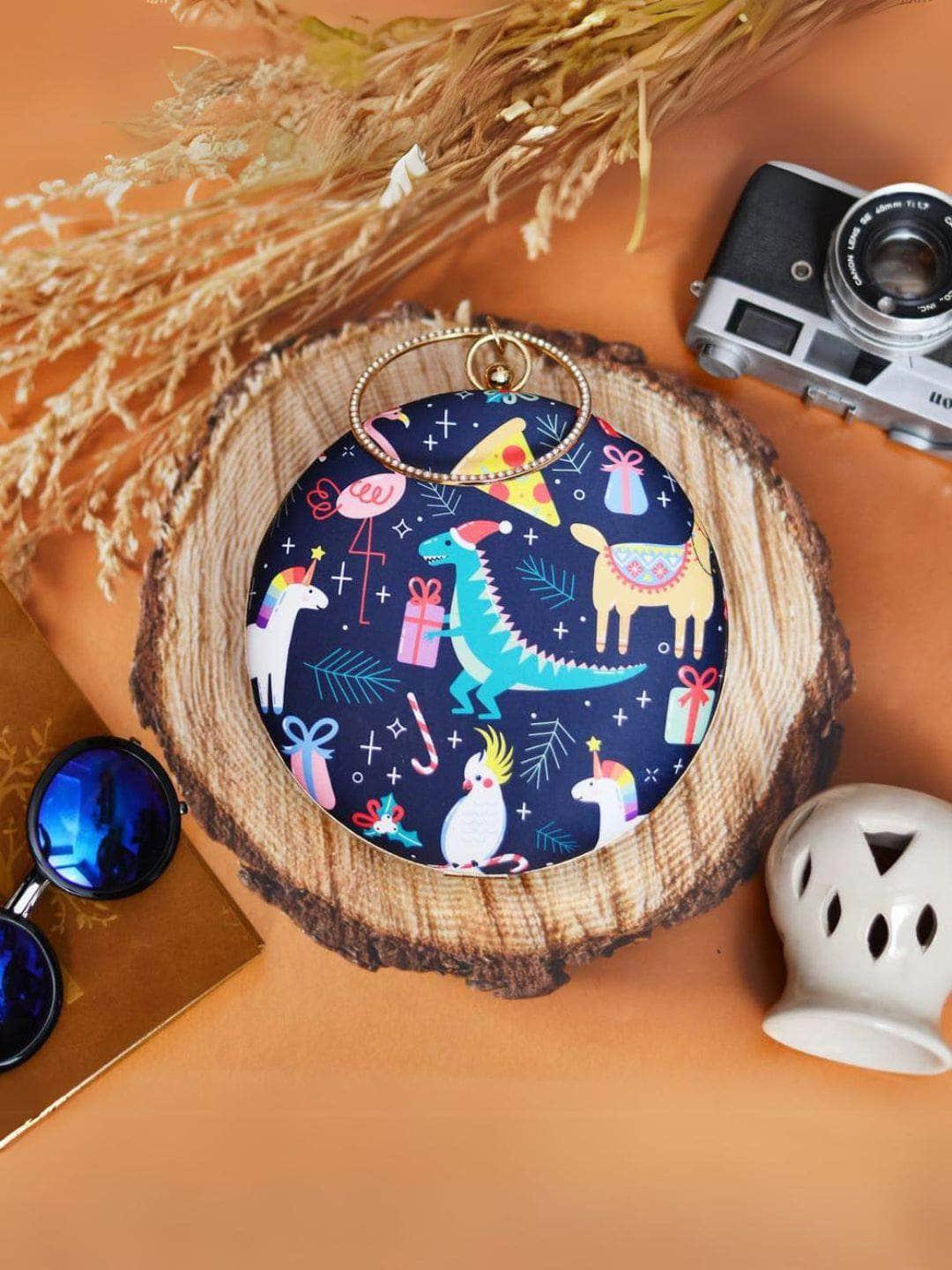 Ishhaara Miniature Printed Round Clutch