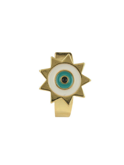 Ishhaara Minimal Evil Eye Ring Ivory
