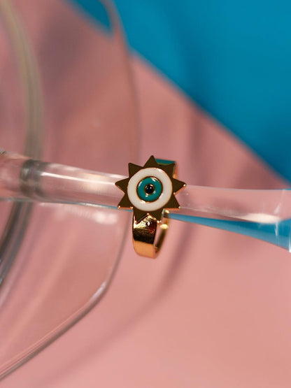 Ishhaara Minimal Evil Eye Ring Ivory