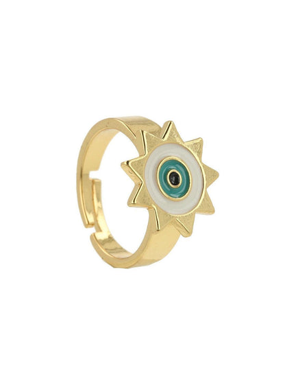Ishhaara Minimal Evil Eye Ring Ivory