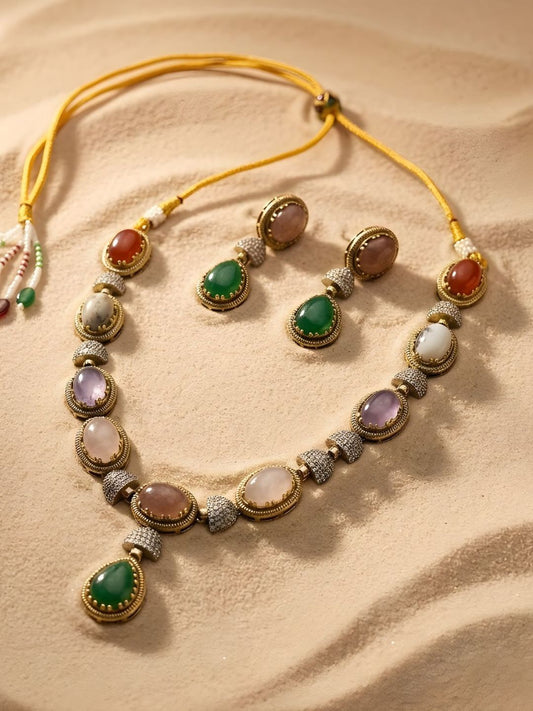 Ishhaara Minimal Luxe Stone Studded Necklace