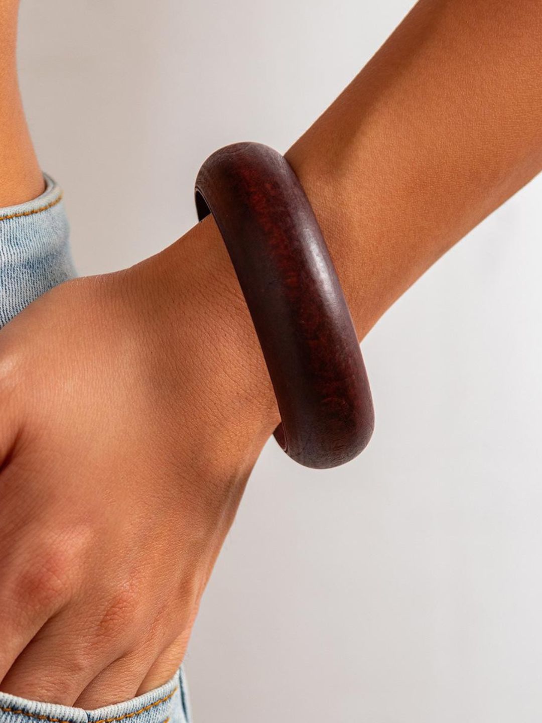 Ishhaara Minimalist Retro Wood Wrist Cuff Bangle Bracelet