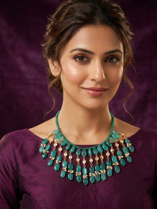 Ishhaara Mint Natural Stone Choker Necklace