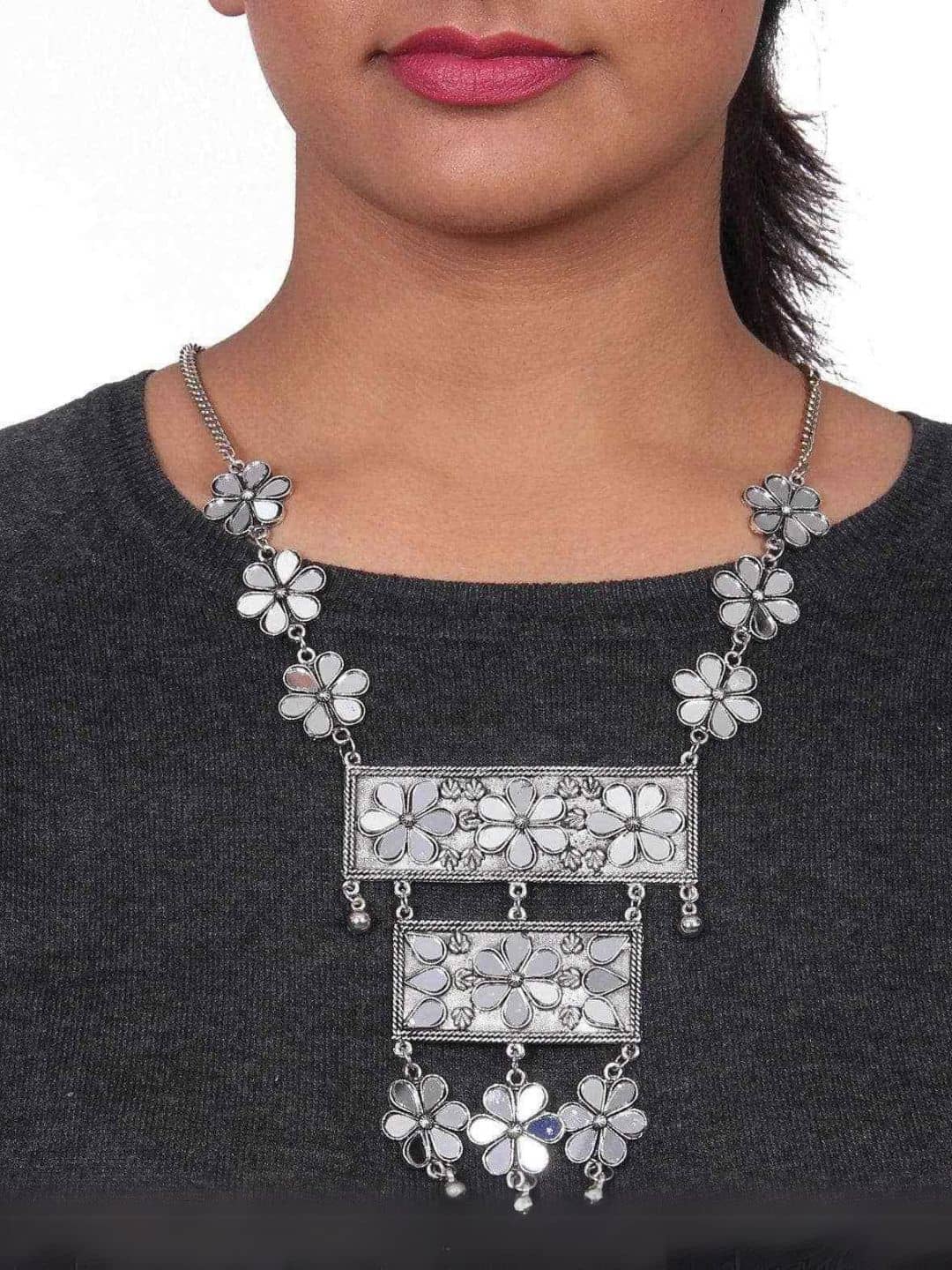 Ishhaara Mirror Rectangular Layered Necklace