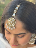 Ishhaara Mirror Studded Jhumkas With Earchain And Teeka