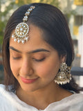 Ishhaara Mirror Studded Jhumkas With Earchain And Teeka