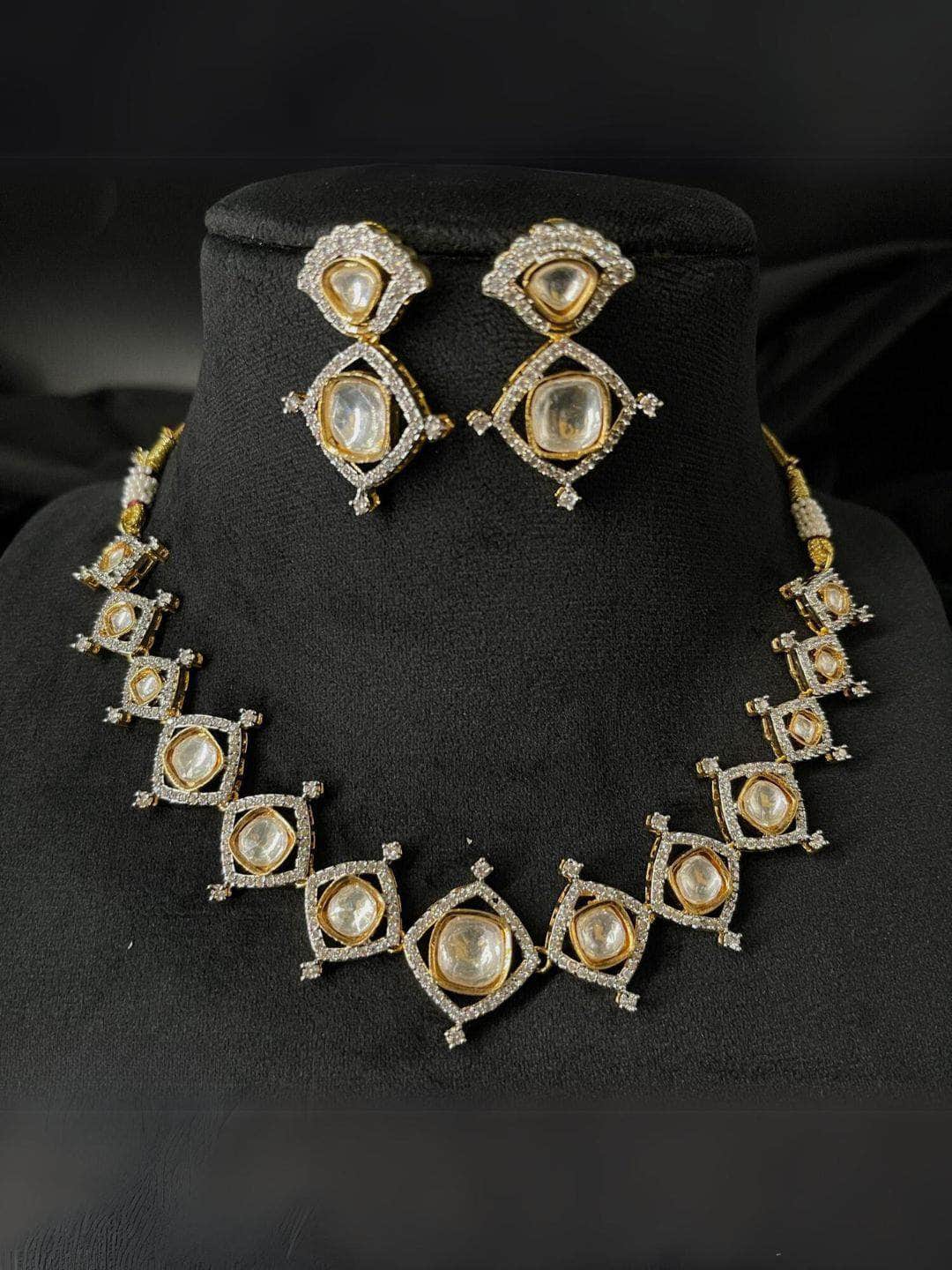 Ishhaara Moissanite Ad Dimond Gold Finish Choker Necklace