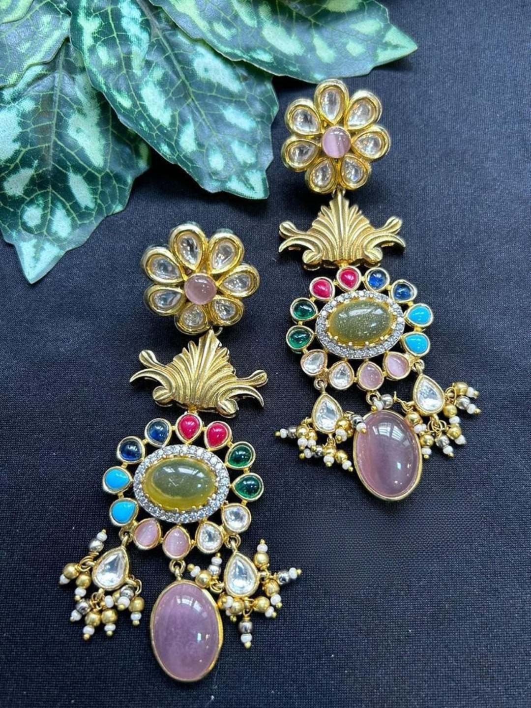 Ishhaara Moissanite Chandelier Earrings With Doublet Stone