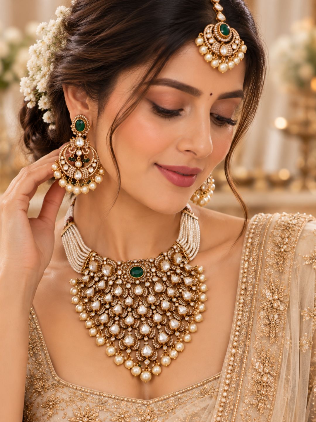 Ishhaara Moissanite Heavy Polki Choker Set