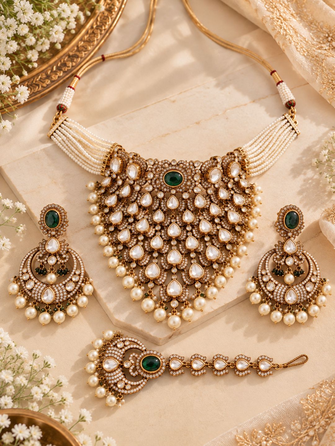 Ishhaara Moissanite Heavy Polki Choker Set