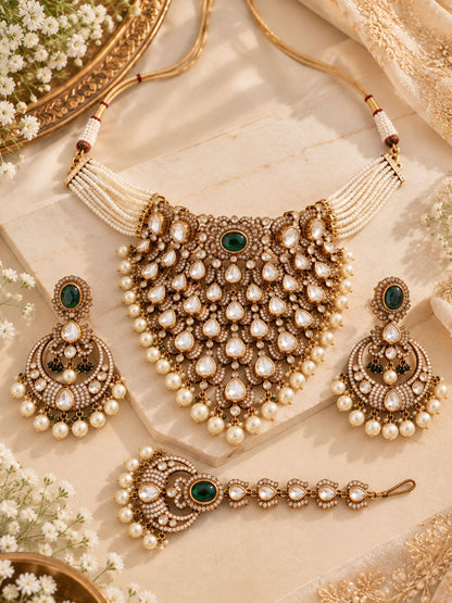 Ishhaara Moissanite Heavy Polki Choker Set