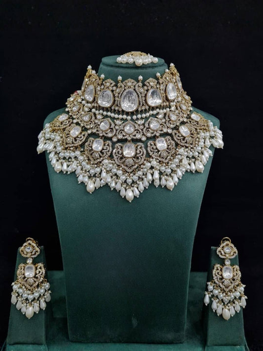Ishhaara Moissanite Kundan Bridal Necklace Set