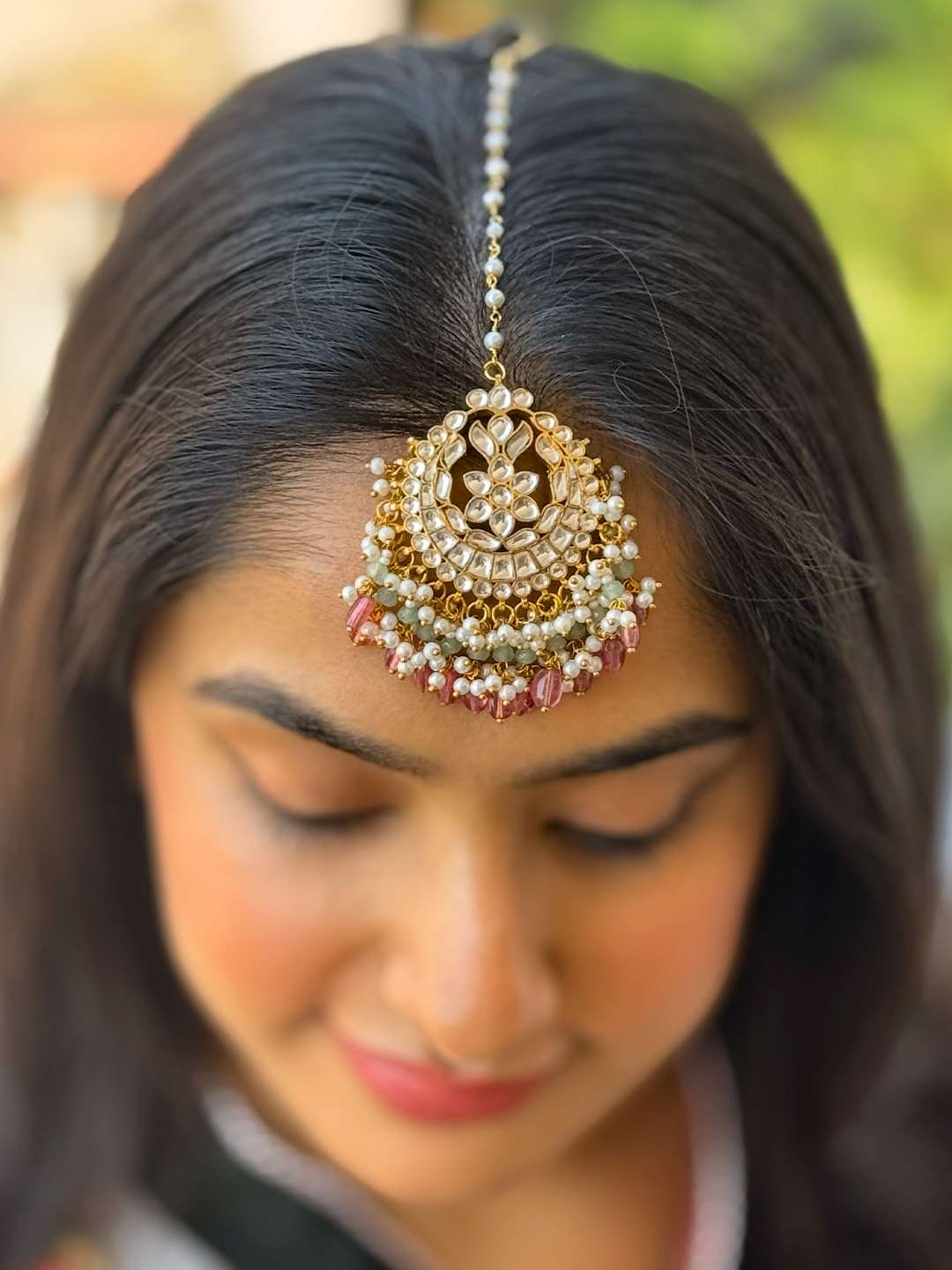 Ishhaara Moissanite Polki And Ruby Maangtikka