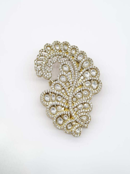 Ishhaara Moissanite Polki Brooch