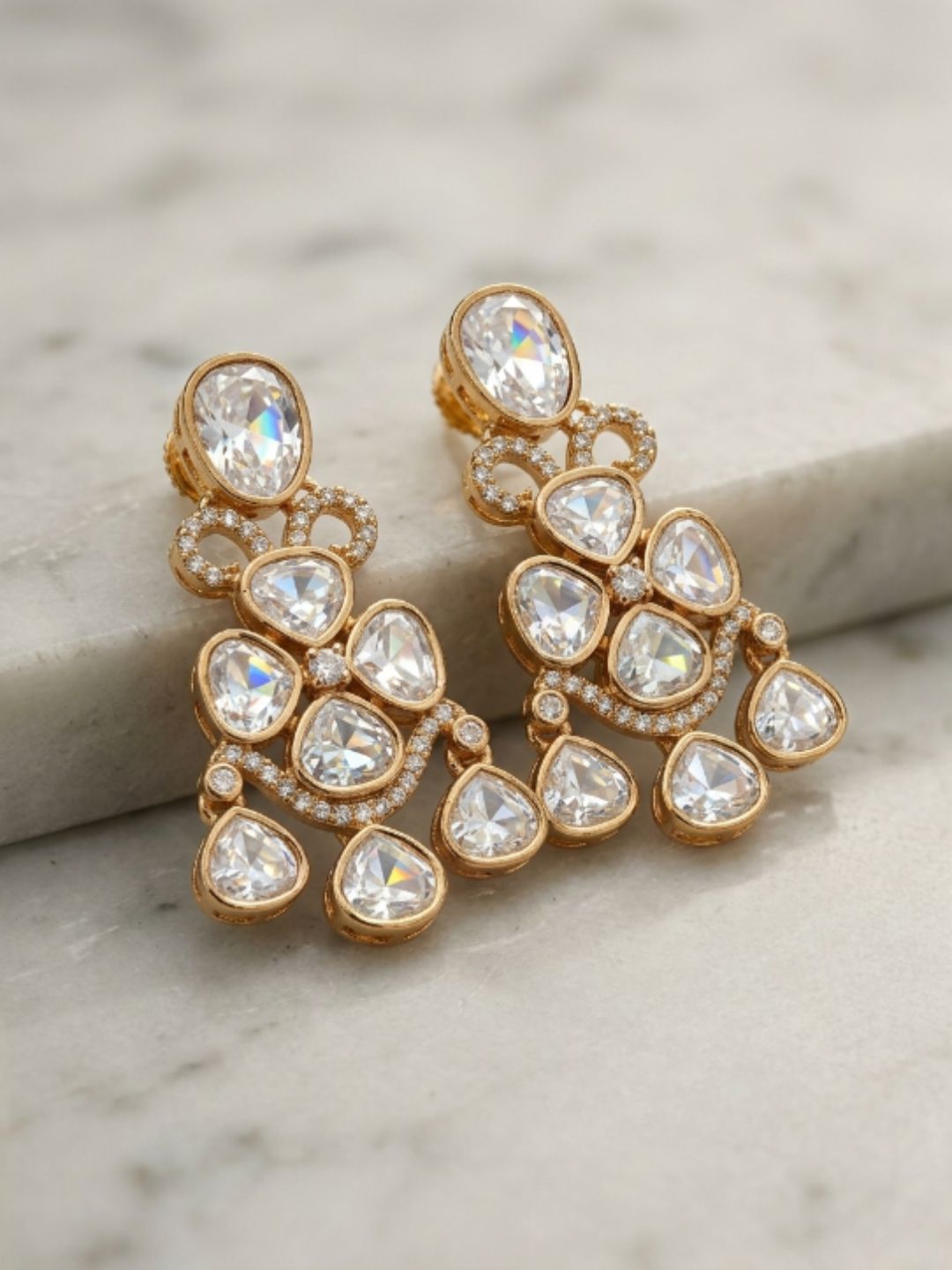 Ishhaara Moissanite Polki Dangler Earrings