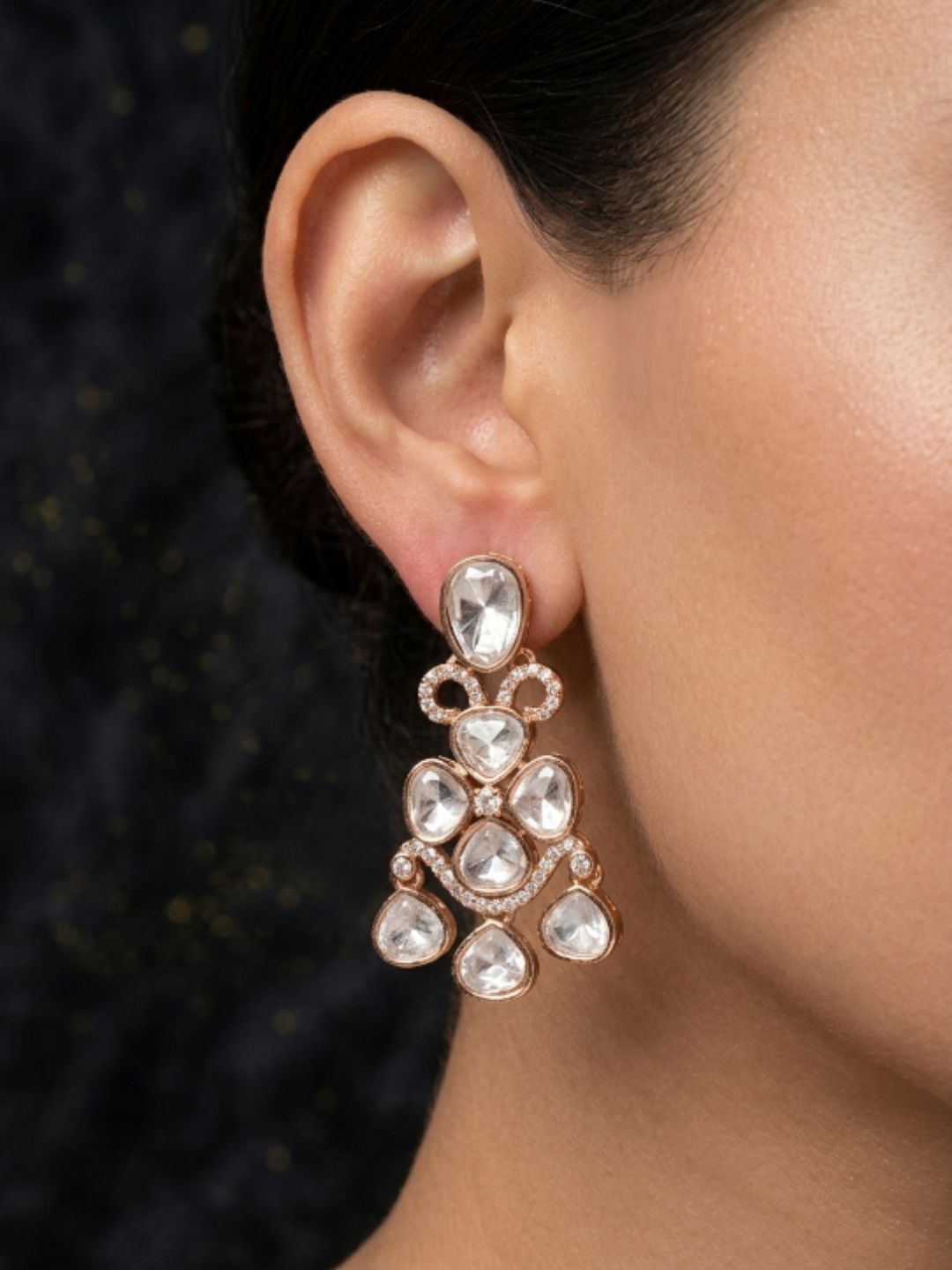 Ishhaara Moissanite Polki Dangler Earrings