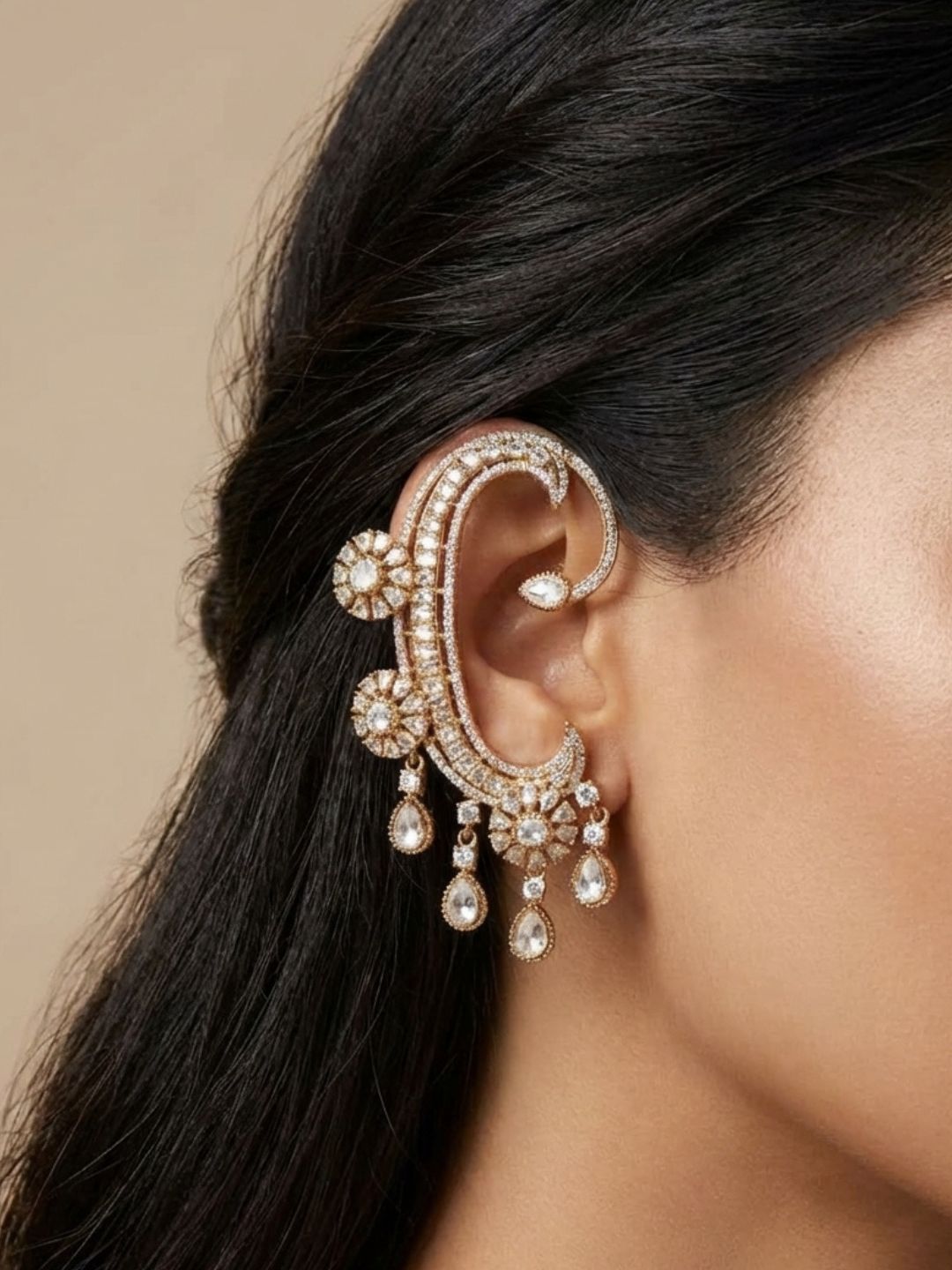 Ishhaara Moissanite Polki Earcuff