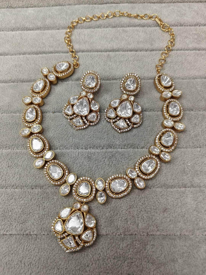 Ishhaara Moissanite Polki Necklace Set