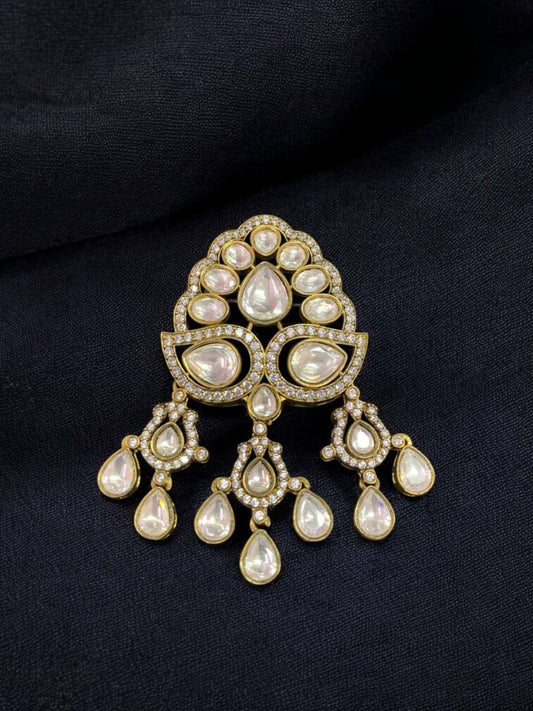 Ishhaara Moissanite Polki Studded Groom Brooch