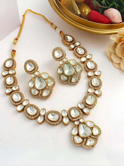 Ishhaara Moissanite Polki Necklace Set