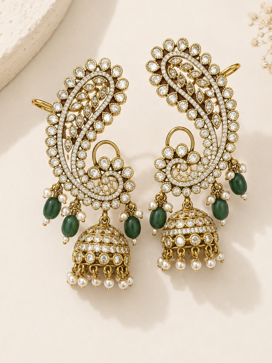 Ishhaara Moissanite Polki Studded Jhumka Earcuff